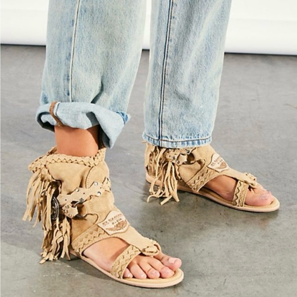 El Vaquero Shoes - El Vaquero Free People Horizon Beige Fringe Sandals Women’s Sz 38 EU NIB RARE